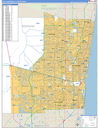Fort Lauderdale Metro Area Wall Map Basic Style 2026